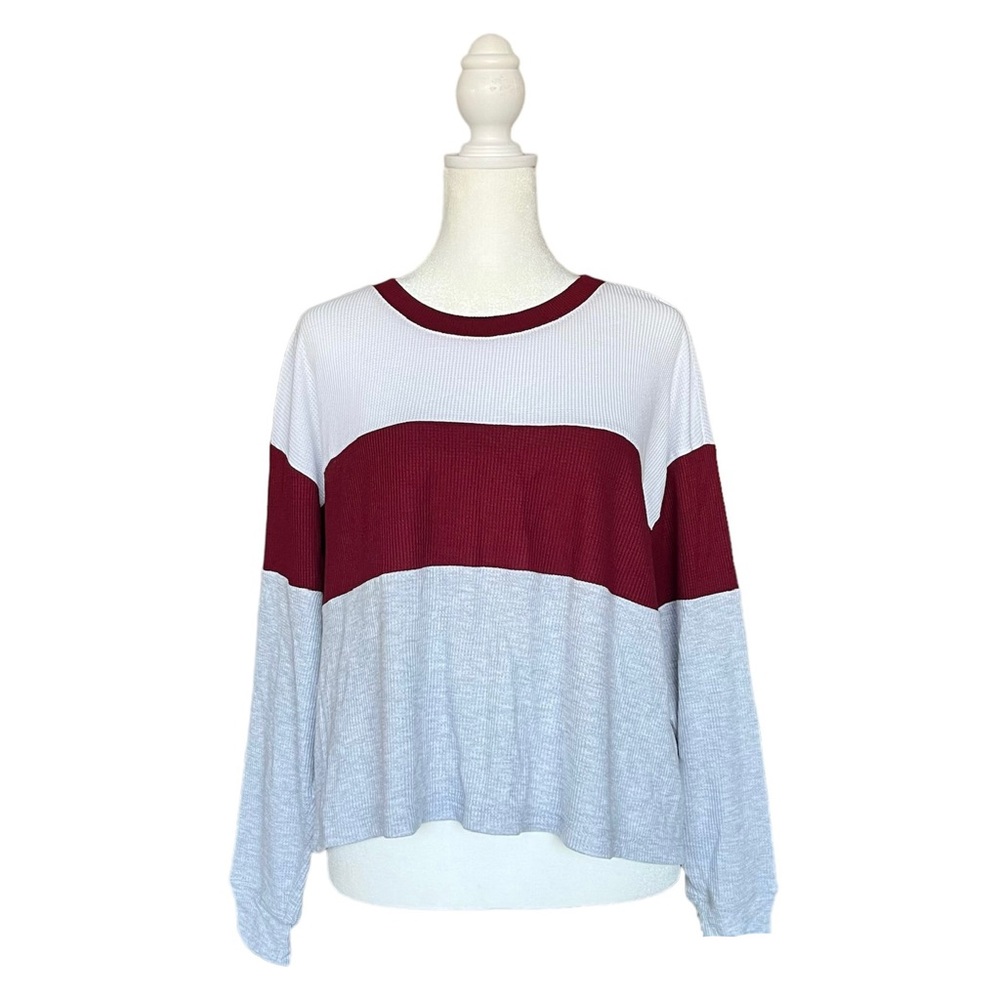 Loose Red White and Gray Sweater Size S/M